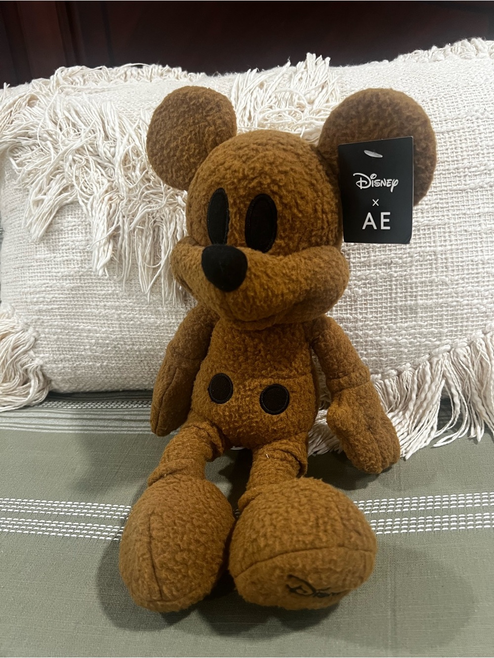Disney Brown Sherpa Mickey Mouse Plush Accent